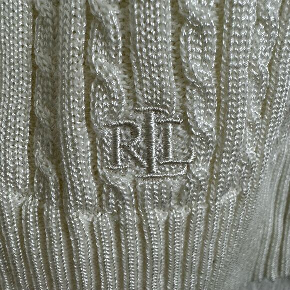 Lauren Ralph Lauren Mascarpone Cream Slim Cable-Knit Black Label Sweater Size XL - Picture 5 of 11